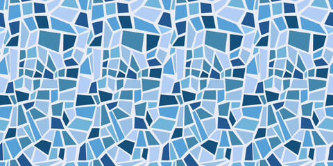 Blue mosaic from fragments of rectangles. Seamless pattern for print and surface decoration.