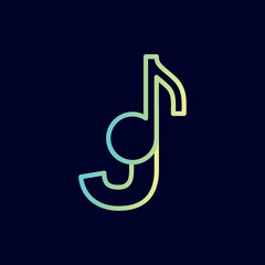 music note logo design brand letter J