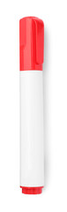 Bright red marker isolated on white, top view. School stationery