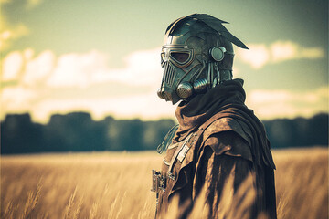 Fototapeta premium WWI retrofuturistic soldier - generative ai