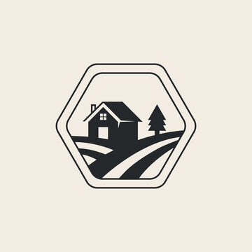 recommend clip art: farm or barn house line art logo vector symbol illustration design.