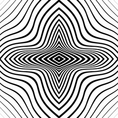 Black deformed curvy stripes. Psychedelic texture. Vector illustration. Digital image. Trendy element for posters, social media, logo, frames, broshure, promotion, flyer, covers, banners