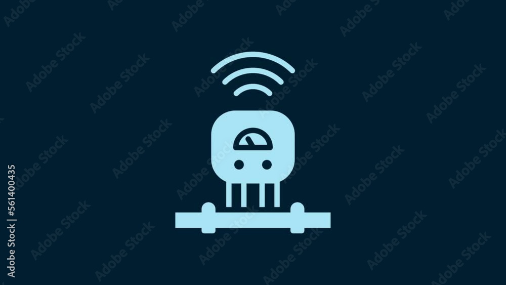 Poster white smart sensor system icon isolated on blue background. internet of things concept with wireless