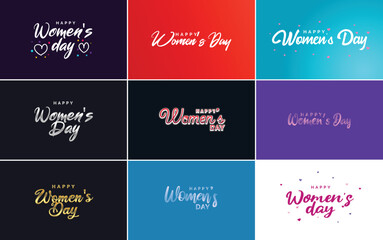 March 8 typographic design set with Happy Women's Day text