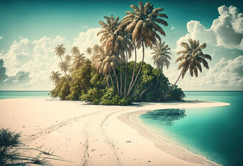 beautiful island as holiday background created with Generative AI technology