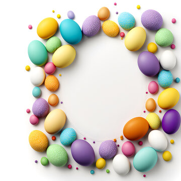 Bright Easter egg with blank space in middle, perfect for adding text or graphics. Ideal for social media, websites & marketing. Celebrate Easter and Spring with this colorful and lively image.