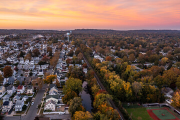 Aerial view of Long Island Sunset