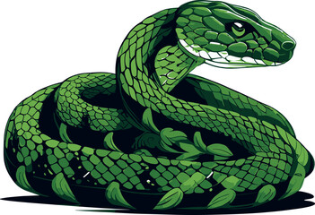 Dangerous snake in editable vector - obrazy, fototapety, plakaty