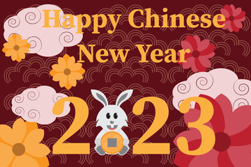 Fototapeta premium 2023 year of the rabbit chinese new year celebration background