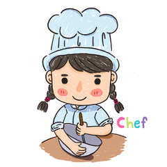 cute cartoon drawing chef cooking