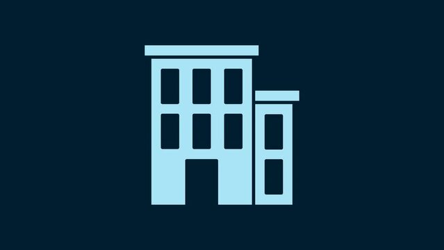 White House icon isolated on blue background. Home symbol. 4K Video motion graphic animation