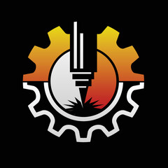 laser cutting machine logo vector