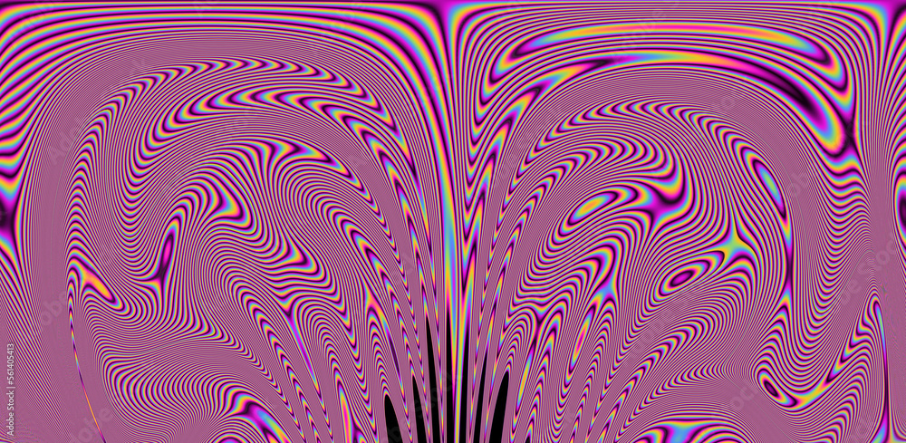 Aufkleber texture of a glitched tv screen with wavy and distorted moire pattern in acid colors.