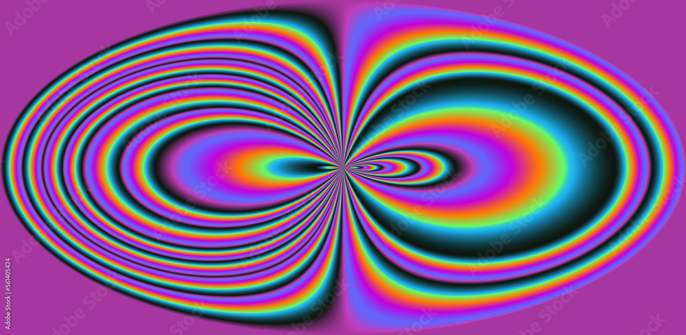 Poster Abstract background with concentric rainbow circles.