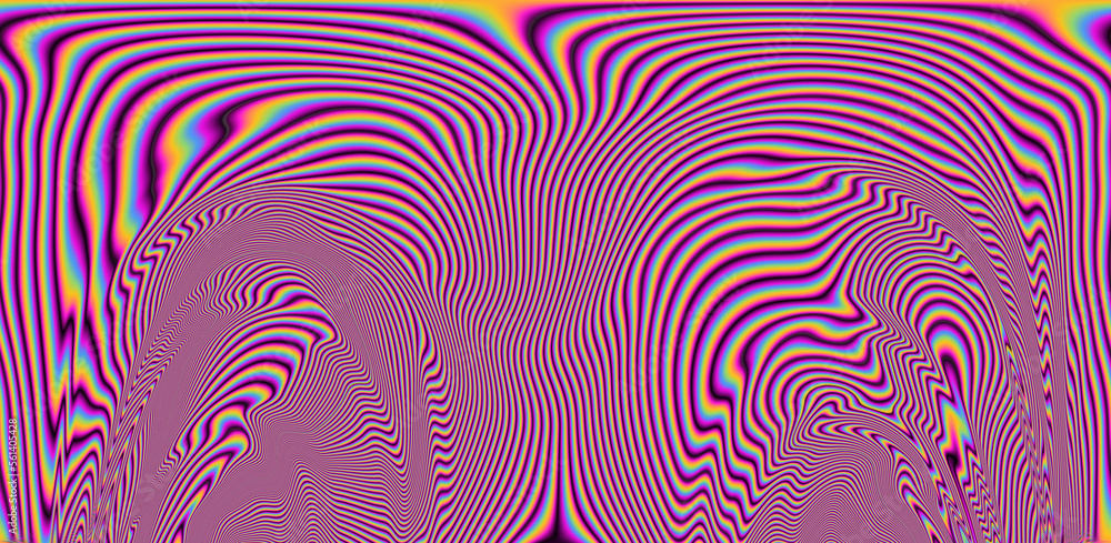 Aufkleber Abstract trippy background with marbled ebru texture and multicolored streaks. 