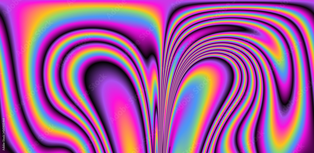 Poster Abstract trippy background with marbled ebru texture and multicolored streaks. 