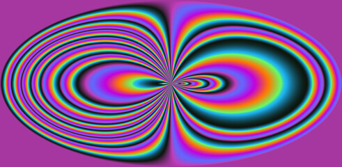 Abstract background with concentric rainbow circles.