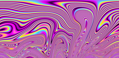 Fototapeta na wymiar Abstract trippy background with marbled ebru texture and multicolored streaks. 