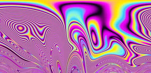 Abstract trippy background with marbled ebru texture and multicolored streaks. 