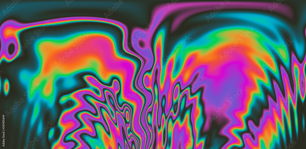 Aufkleber abstract trippy background with marbled ebru texture and multicolored streaks.