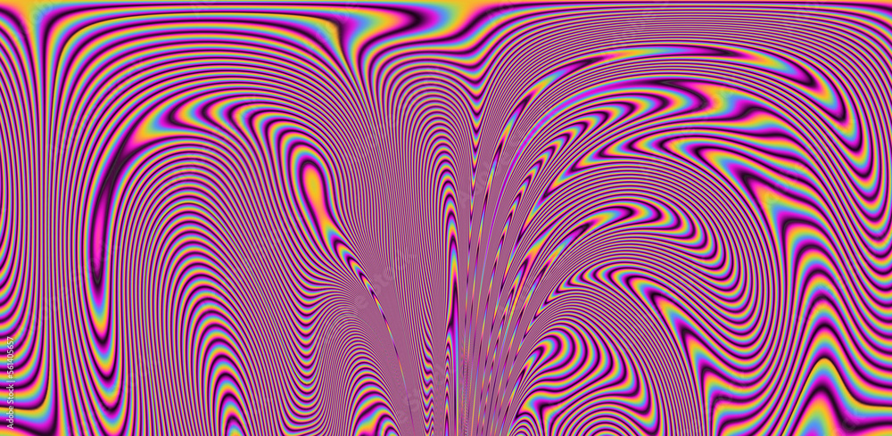 Poster Texture of a glitched TV screen with wavy and distorted moire pattern in acid colors.
