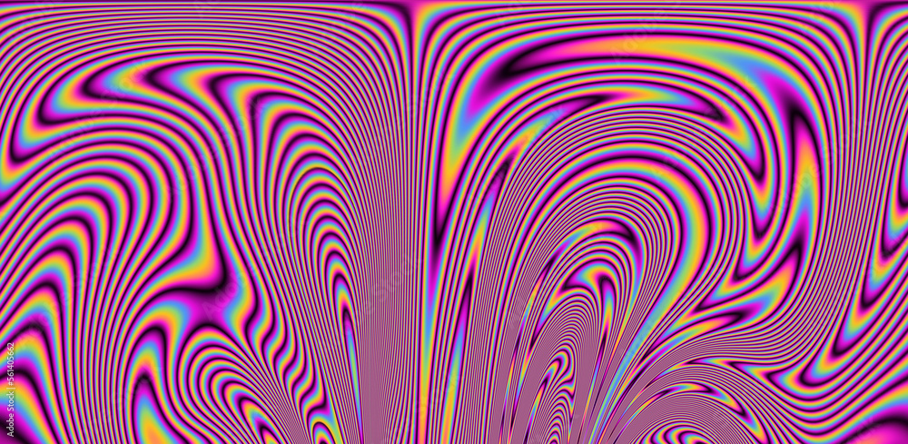 Aufkleber texture of a glitched tv screen with wavy and distorted moire pattern in acid colors.