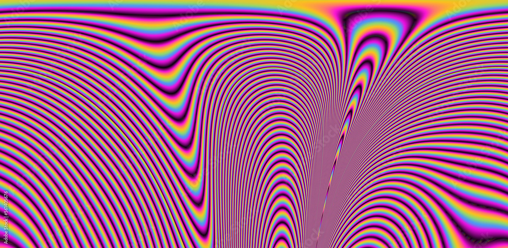 Aufkleber texture of a glitched tv screen with wavy and distorted moire pattern in acid colors.