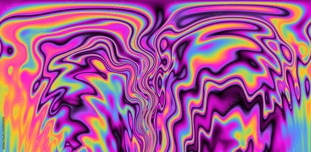 Aufkleber Abstract trippy background with marbled ebru texture and multicolored streaks. 