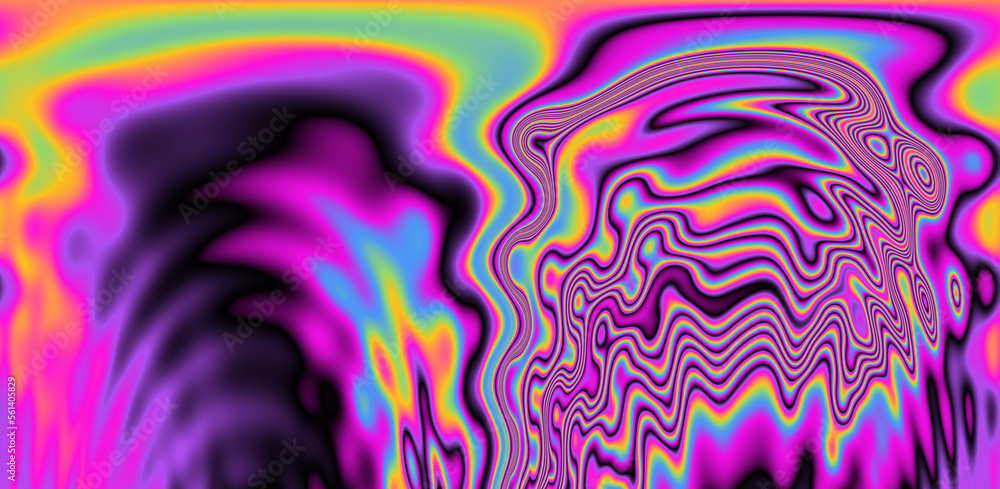 Aufkleber Abstract trippy background with marbled ebru texture and multicolored streaks. 