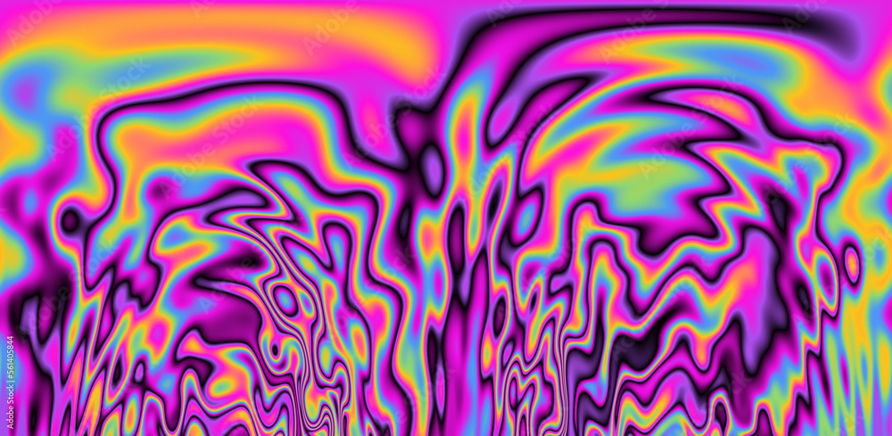 Aufkleber Abstract trippy background with marbled ebru texture and multicolored streaks. 
