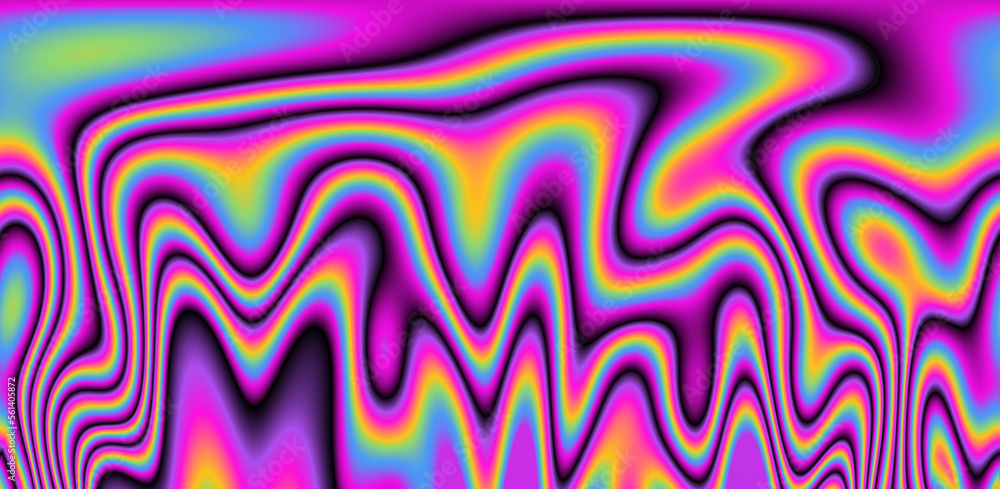 Aufkleber Abstract trippy background with marbled ebru texture and multicolored streaks. 