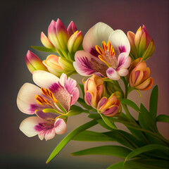 Beautiful Alstroemeria Flowers Drawing from Computer Generated.