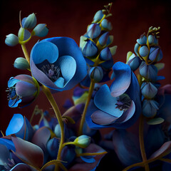 Beautiful Blue pea Flowers Drawing from Computer Generated.
