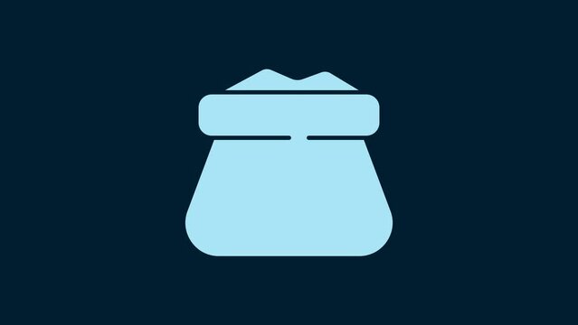 White Full sack icon isolated on blue background. 4K Video motion graphic animation
