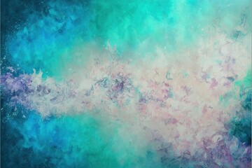 Impressionistic light teal pastel pink modern oil painting and sparkling wallpaper, color transitions, universe, volumetric lighting, sharp, hyperrealistic created with generative ai technology