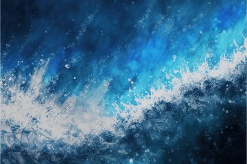 Obraz premium Impressionistic blue water teal modern oil painting and sparkling wallpaper, color transitions, universe, volumetric lighting, sharp, hyperrealistic created with generative ai technology