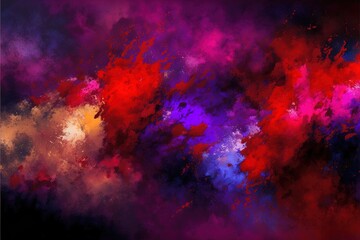 Obraz na płótnie Canvas Impressionistic purple red pink modern oil painting and sparkling wallpaper, color transitions, universe, volumetric lighting, sharp, hyperrealistic created with generative ai technology
