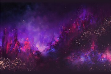Impressionistic purple pink space modern oil painting and sparkling wallpaper, color transitions, universe, volumetric lighting, sharp, hyperrealistic created with generative ai technology