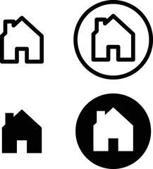 Home icon in four styles for web phone or print applications.
