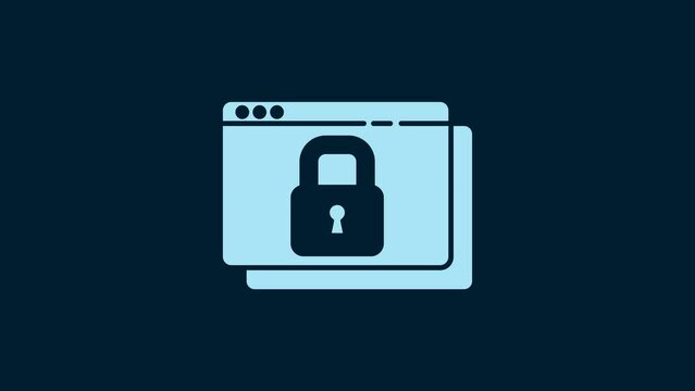 White Secure your site with HTTPS, SSL icon isolated on blue background. Internet communication protocol. 4K Video motion graphic animation