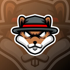 vector graphics illustration of a squirrel mafia in esport logo style. perfect for game team or product logo