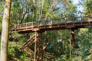 滝山城跡の木橋【国指定史跡】／Wooden bridge at the ruins of Takiyama Castle / ...