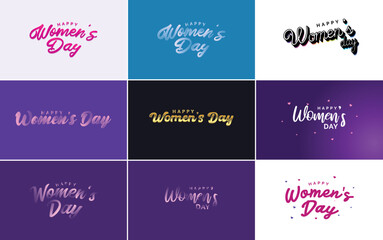 International Women's Day vector hand-written typography background with a gradient color scheme