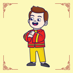Cute Chinese Kids vector lunar new year