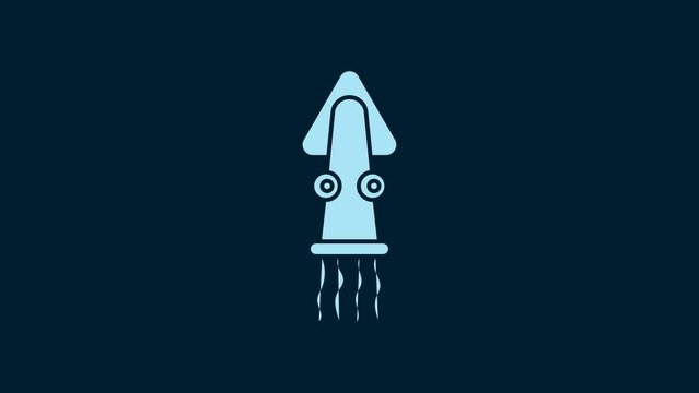 White Octopus icon isolated on blue background. 4K Video motion graphic animation