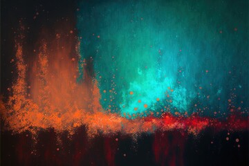 Impressionistic teal red modern oil painting and sparkling wallpaper, color transitions, universe, volumetric lighting, sharp, hyperrealistic created with generative ai technology