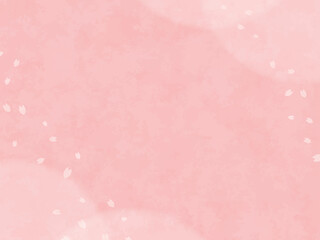 春の桜の花の背景イラスト、和紙のテクスチャ