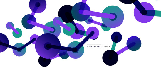 Line points connections geometric abstract background. Circles connected by lines. Trendy techno business template for wallpaper, banner, background or landing