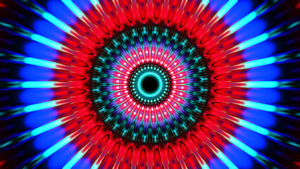 red blue fractal tunnel with iridescent reflect light abstract vj loop background 3d render  illustration