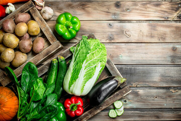 Healthy food. Assortment of fresh organic fruits and vegetables.